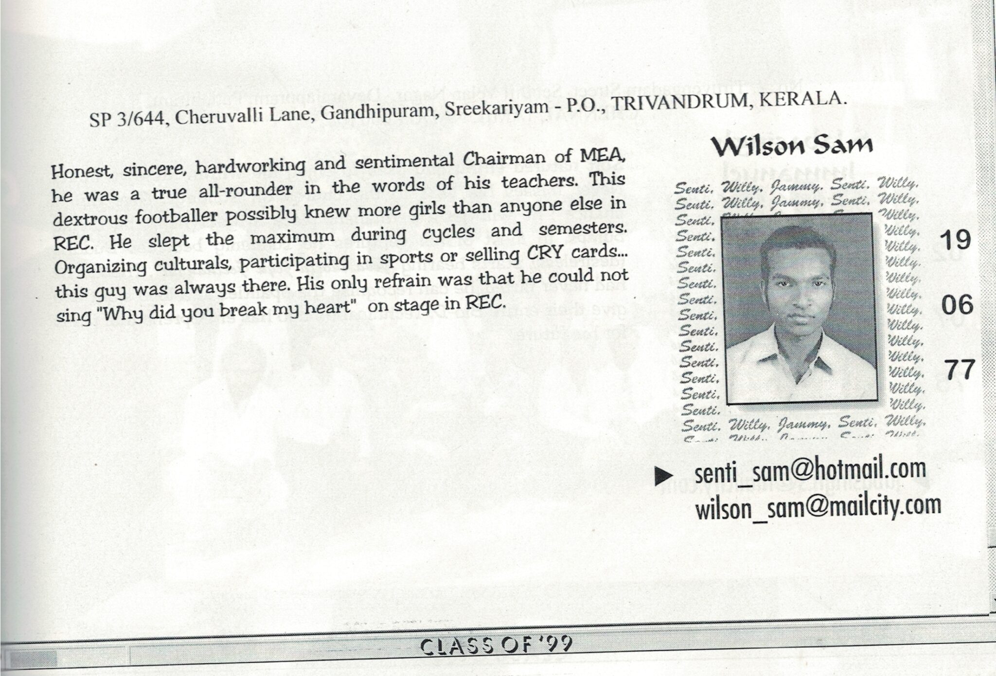 Wilson - REConnecT99 : REC Trichy Class of 1999 Reunion Event